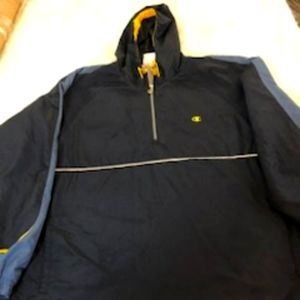 Champion vintage gold and blue hooded windbreaker